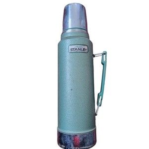 Vintage Aladdin Stanley Thermos A-944DH Green Vacuum Bottle Quart Metal USA